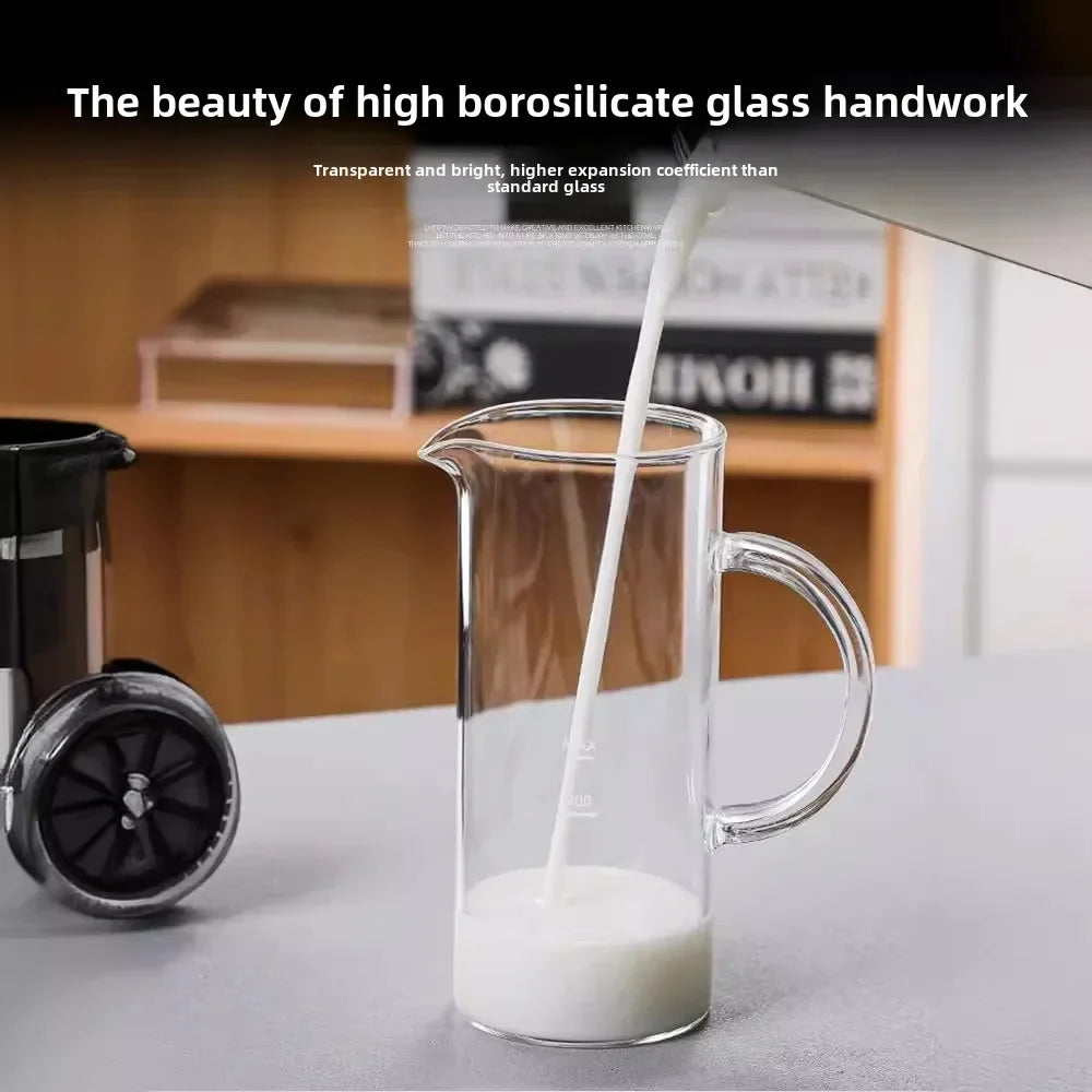 Glass Milk Frother,Handheld Manual Milk Frother with Thickened Handle,Portable DIY Foam Maker for Lattes,Cappuccinos & Coffee