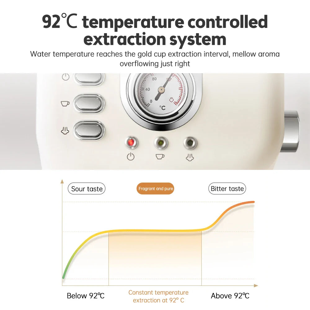 Espresso Coffee Machine Stainless Steel Espresso Maker with Milk Frother Steam Wand Semi-Automatic Cappuccino Latte Machine