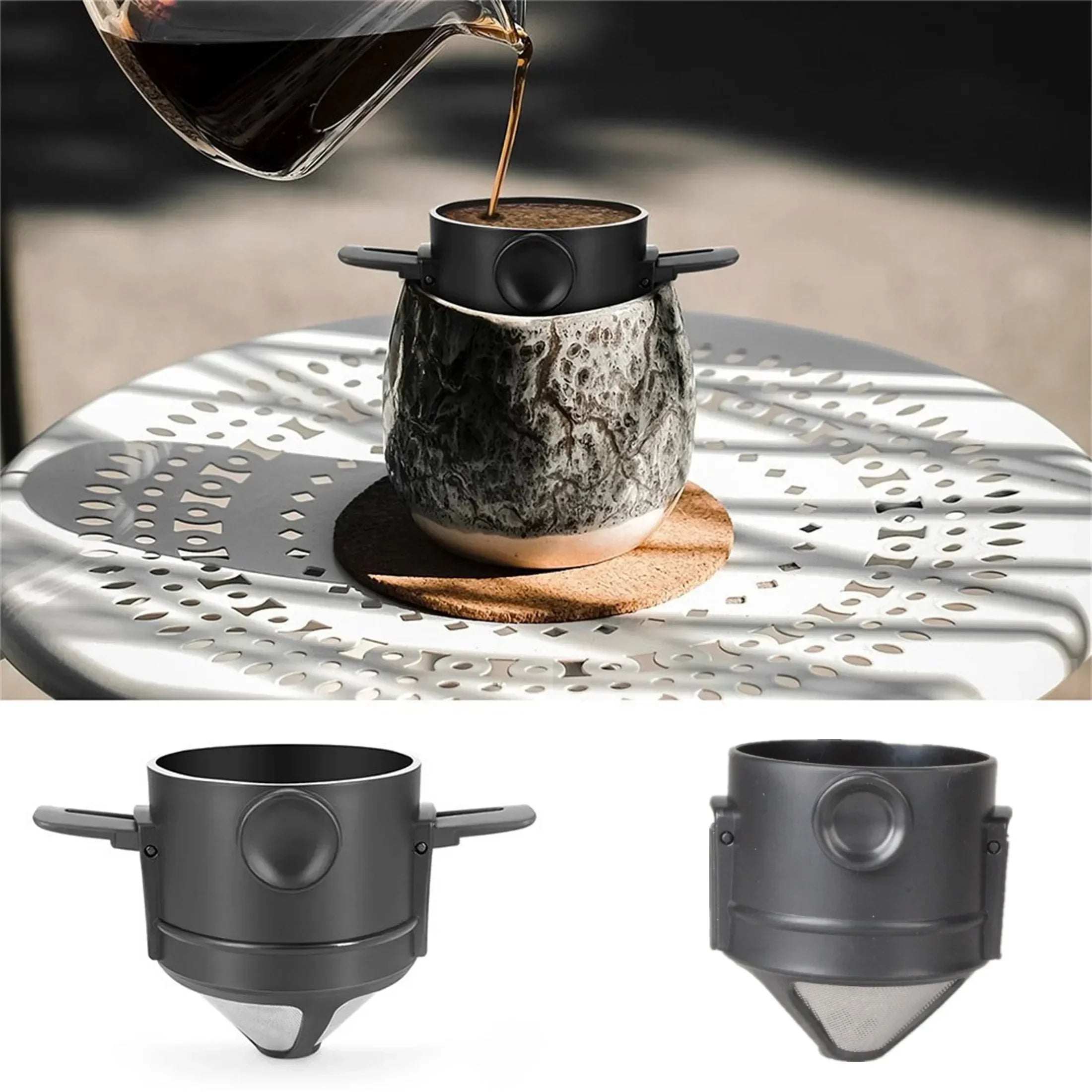 Coffee Maker Portable Pour Over Coffee Maker Set With Stainless Steel Coffee Mug Collapsible Pour Over Coffee Filter For Travel
