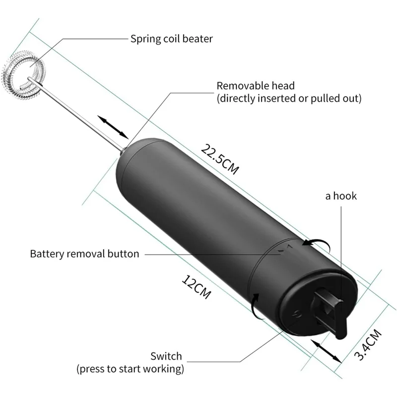 BHBD-Milk Frother Handheld, Electric Milk Frother For Coffee, Coffee Frother Electric Whisk Drink Mixer