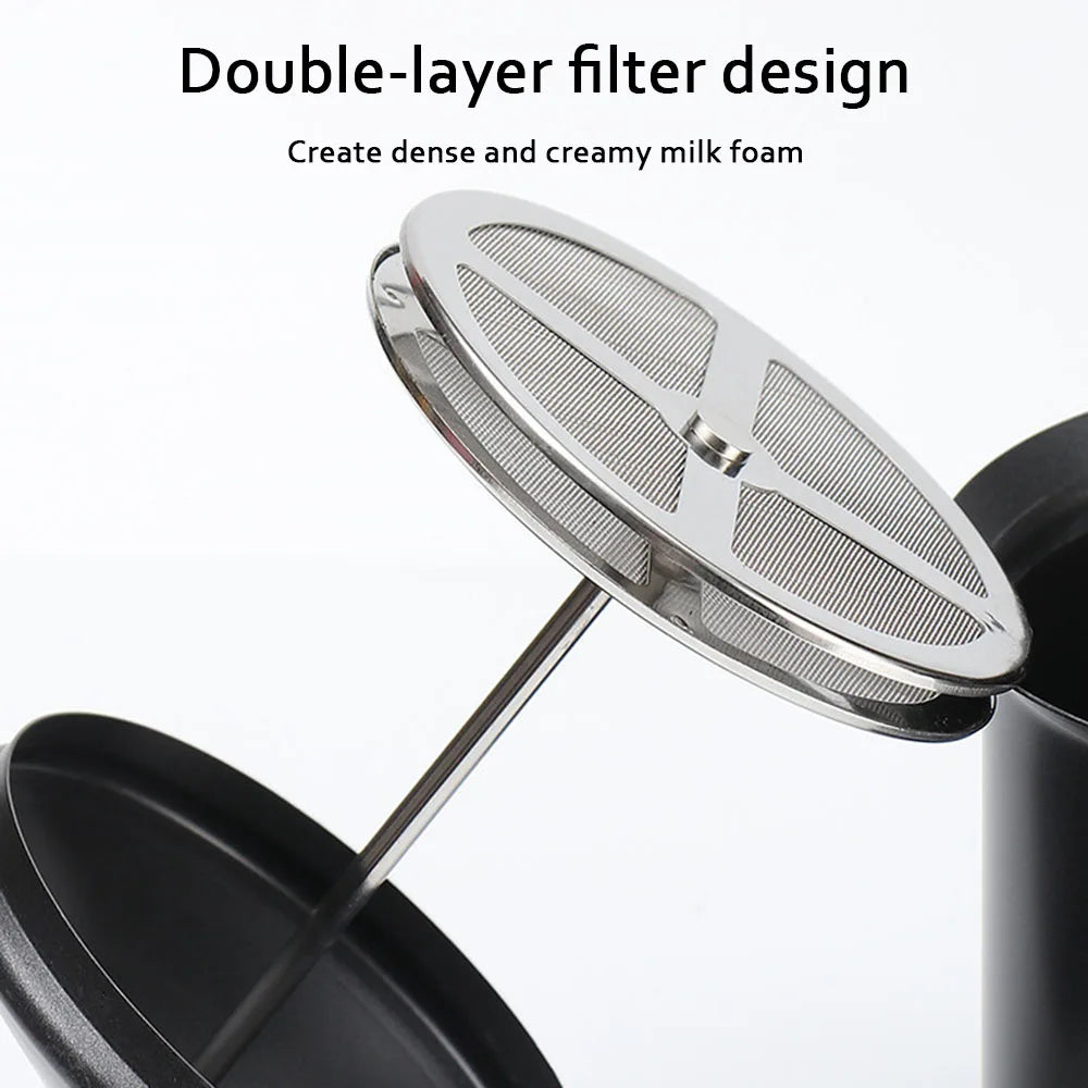 Manual milk frother - made of stainless steel material, heavy-duty 201 stainless steel mixing tank，handheld milk frother