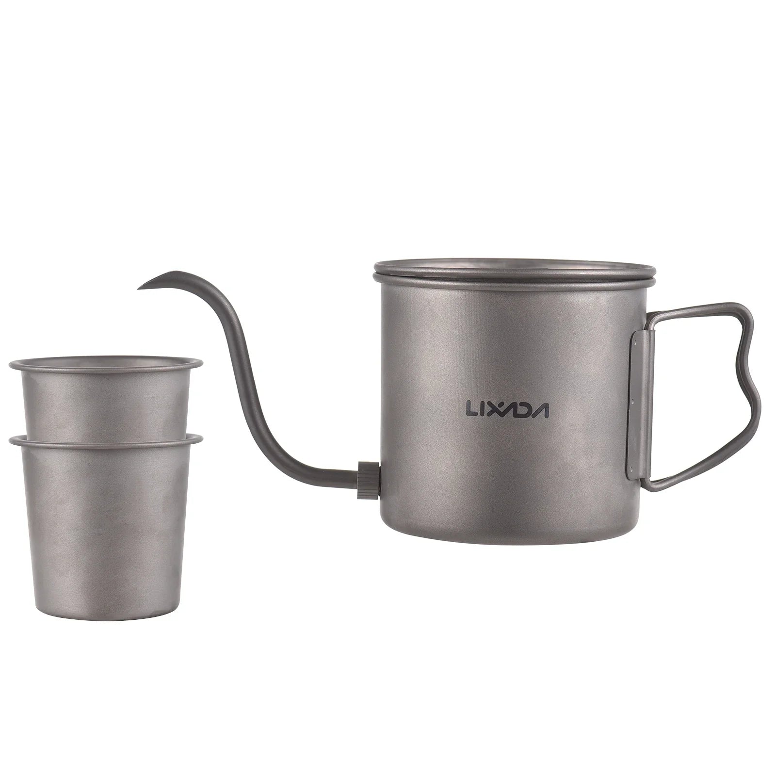 400ml Pour Over Kettle Gooseneck Coffee Kettle Ti Folding Handle  Kettle with Lid and Beer Cup Gooseneck Pour Over Kettle