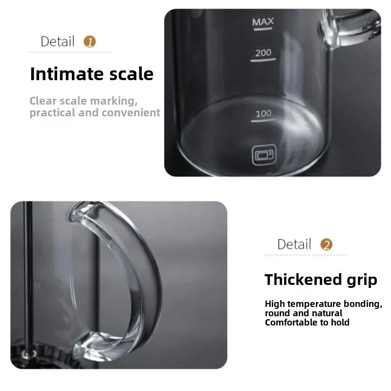 Glass Milk Frother,Handheld Manual Milk Frother with Thickened Handle,Portable DIY Foam Maker for Lattes,Cappuccinos & Coffee