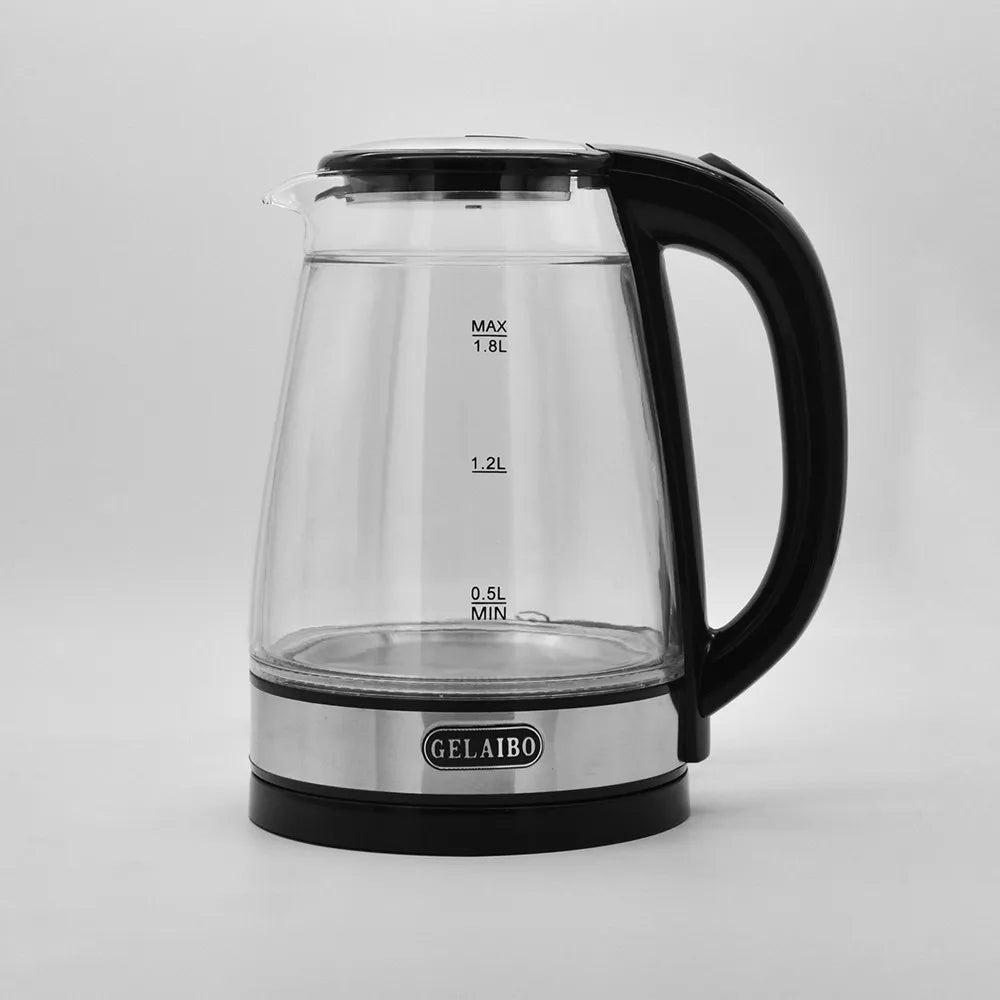 Electric Kettle Stainless 1.8L Steel Double Layer Glass Health Preserving Pot Electric Water Heater with Blue Led Light Kitchen