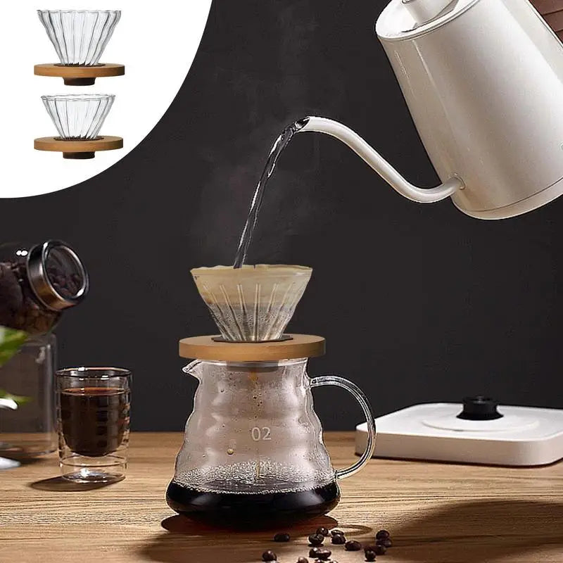 Coffee Dripper Clear Glass Pour Over Coffee Cone With Stand Coffee Funnel Single Cup Pour Over Hand Brewed Coffee Filter Cup For