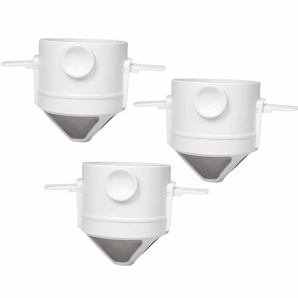1/3pcs Folding Coffee Maker Filters Pour Over Dripper Set Stainless Steel Hand-Flush Funnel Cup with Ear Hook For Perfect Coffee